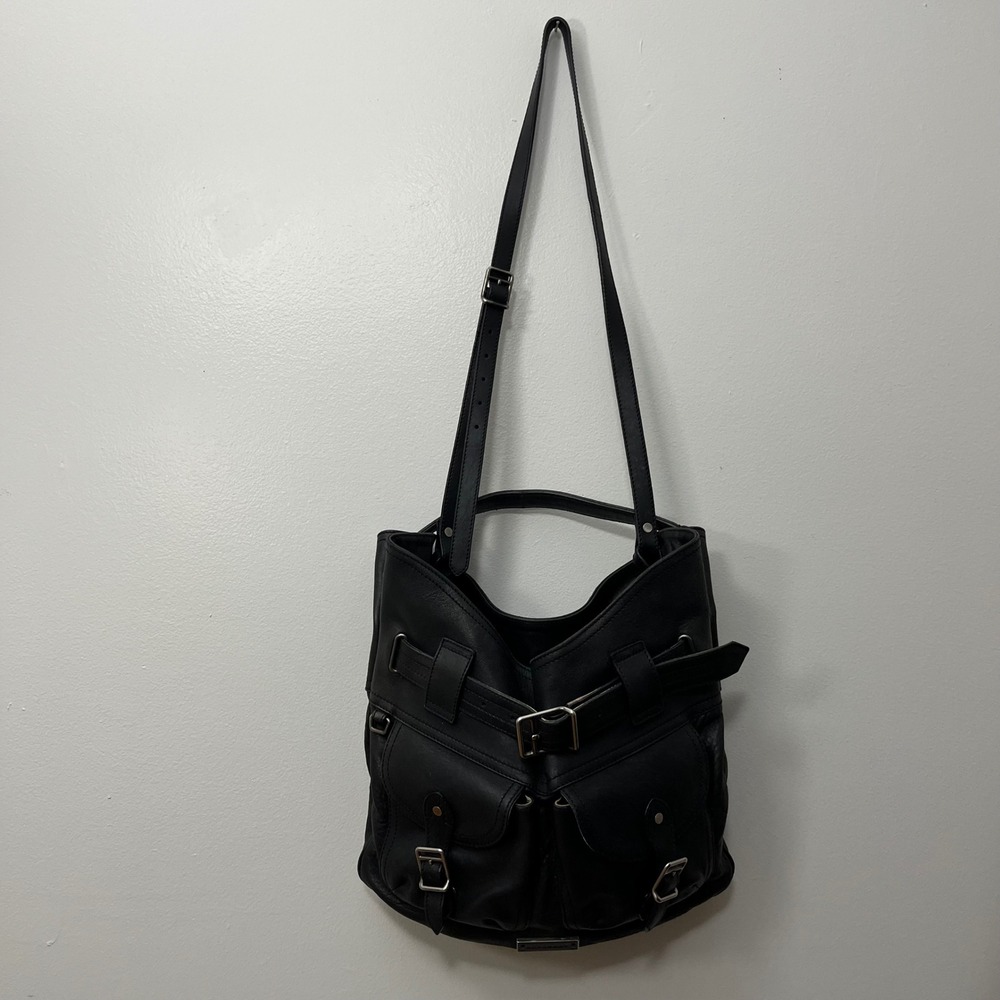 Burberry Black Leather Compton Hobo Convertible Large Shoulder Bag Purse READ - Picture 9 of 16